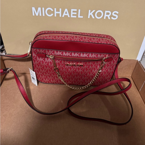 Michael Kors Chain Shoulder Crossbody Bag MK Chili Gold - Picture 5 of 9